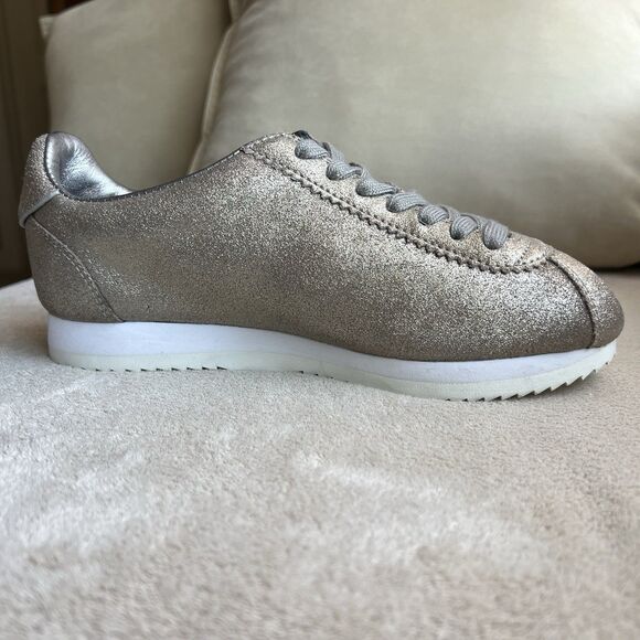 Donna Karan Tez Metallic Pewter Bronze Sneakers Women 6 M Lace Up Casual - Picture 2 of 15